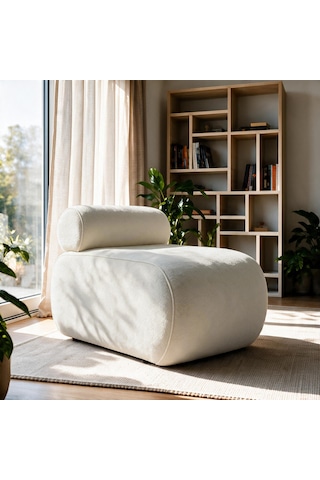 İnarch Dizayn Cosmo Berjer Modern Minimalist Konforlu Tekli Koltuk Kırık Beyaz