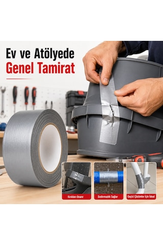 Sanplaza Gri Tamir ve İzolasyon Bandı 48mm 10mt Suya Dayanıklı Duct Tape Sırdırmazlık Bandı 6 Adet