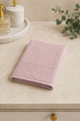 El Yüz Havlusu 50x90 Cm %100 Pamuk Kısmi Kadife Quadro Pembe 11