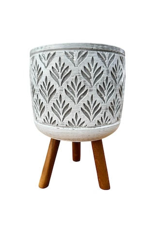 Bitki Tasarımı Ev Dekorasyon Gri Lotus Ayaklı Beton Saksı Çiçeklik Saksılık