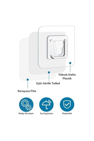 Mithra Life 5 Adet Çift Taraflı Yapışkanlı Eşya Sabitleme Askısı Mıt1107 Şeffaf