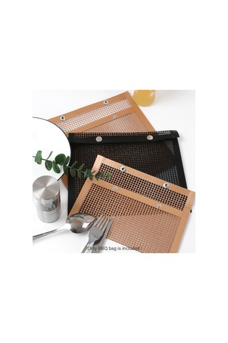 Moveevo Büyük Boy Teflon Izgara Torbası - Yeniden Kullanılabilir, Yapışmaz Ve Isıya Dayanıklı 27x22cm Siyah