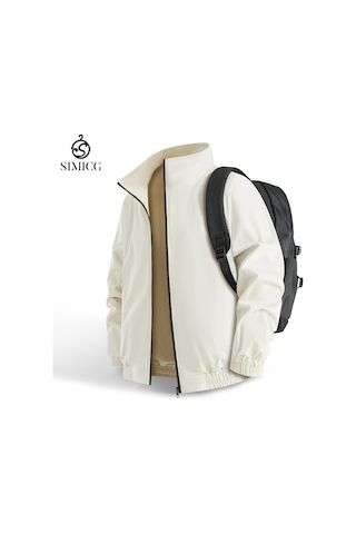 Yeni Gündelik İş Çok Yönlü Dik Yaka Çift Taraflı Erkek Ceketi Beyaz