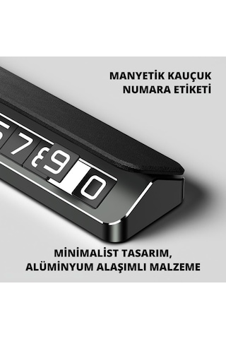 Polham Deri Ve Metal Araç İçi Geçici Park Telefon Numaratörü, Gizlenebilir Numaratör, Manyetik Numaralı