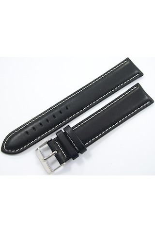 Bizon Deri Saat Kayışı 18Mm Siyah Desensiz Saat Kordonu Dikişli
