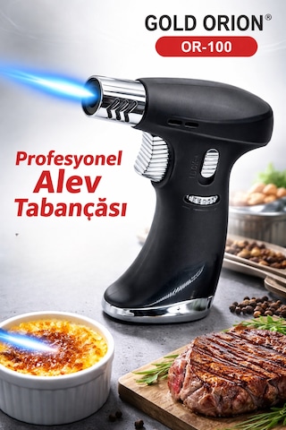 Or-100 Profesyonel Alev Tabancası Gaz Dolu, Ayarlanabilir Alev, Güvenlik Kilitli Çok Renk