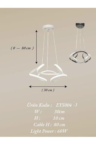 Ey Shop Siyah Drone Model 3 Renk Kumandalı Led Avize Siyah