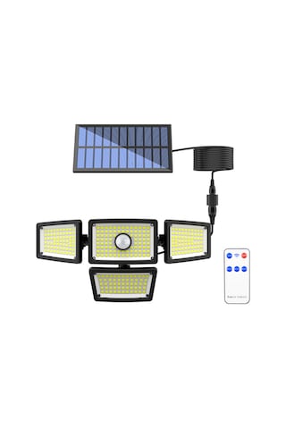 Vkemall Ev Bahçe Duvar Lambası Güneş Enerjili 4 Ayağı 283 Led Işık 6000-7000k Ip44 Su Geçirmez Vücut Algılama 3-5m Ty10811