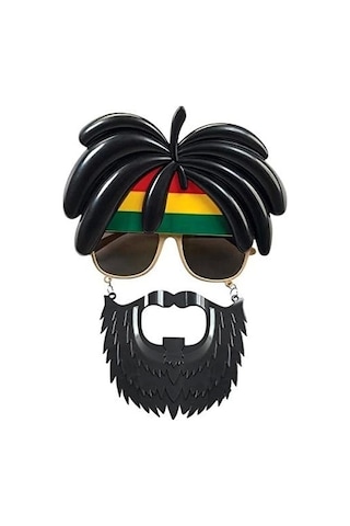 Rasta Peruklu Rasta Sakallı Bob Marley Bıyıklı Parti Gözlüğü 27x18 Cm