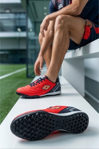 Papatay 5222 Erkek Ortopedik Taban Bağcıklı Yetişkin Halı Saha Ayakkabı - Erkek Halı Saha Yumuşak Turuncu Futbol Ayakkabısı Turuncu Turuncu