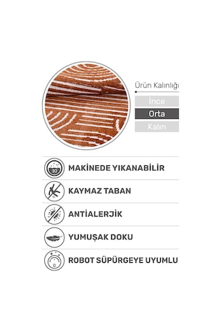 Revna Kiremit Turuncu Yıkanabilir Halı Kaydırmaz Tabanlı Pamuk Dokuma Salon Mutfak Koridor İçin Kiremit