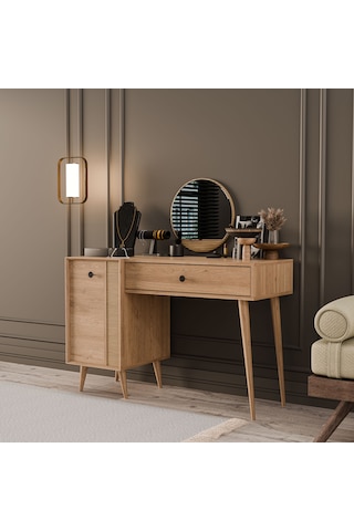 2244 Love Ahşap Ayaklı Mdf Çerçeveli Makyaj Masası Sepet-yunus