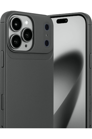 İphone Uyumlu 17 Pro Kılıf Focus Carbon Silikon Kapak Gri