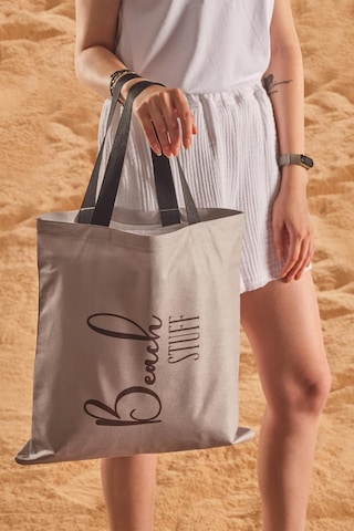 Beach Stuff Desen Baskılı Plaj Çantası Bej