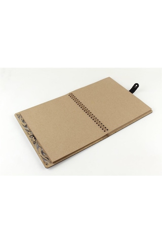 Kişiye Özel Karakalem Fotoğraflı Ahşap Desenli Akordiyon Defter