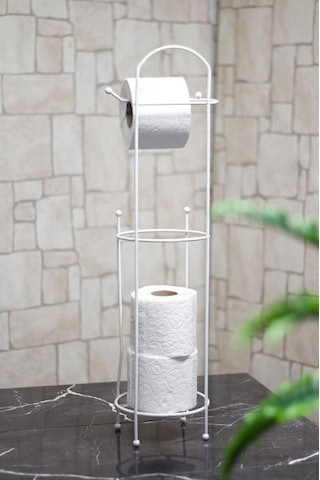 Ferforje Wc Tuvalet Kağıtlık Beyaz Açık Gri
