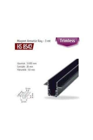 Magnet Armatür Rayı, Trimless Hs 8542 Siyah