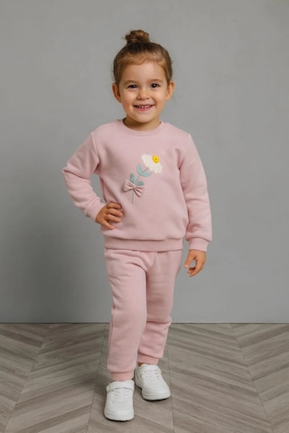 Papatya Nakışlı %100 Pamuk 2 Li Çocuk Eşofman Takımı SOMON