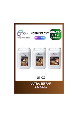 15 Kg Wood Epoxy Quatro Maxi/ Kalın Döküm Şeffaf Epoksi Reçine