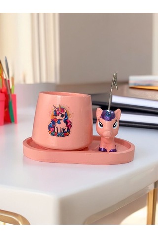 Pembe Unicorn Not - Fotoğraf Tutuculu Hediyelik Set Şeker Pembe