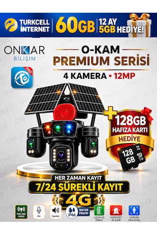 1 Yıl Turkcell Ve 128 Gb Hafıza Kartlı Premium 4g-336 Solar Güvenlik Kamerası