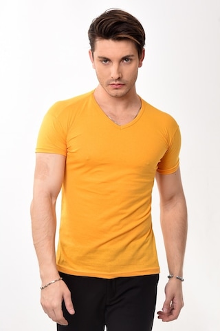 V Yaka Basic Slim Fit Erkek Tişört T-Shirt 10 Renk