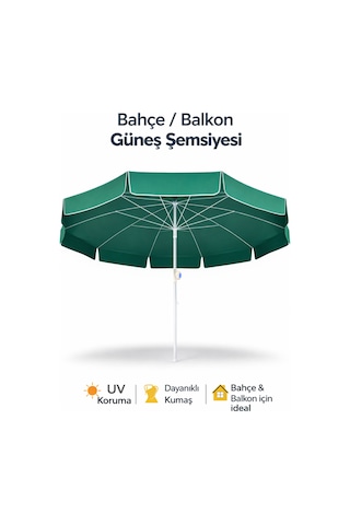 Garden Yüksek Kaliteli Eğilebilir Güneş Geçirmez Plaj Şemsiyesi 200cm - Düz Desen Karışık Renk