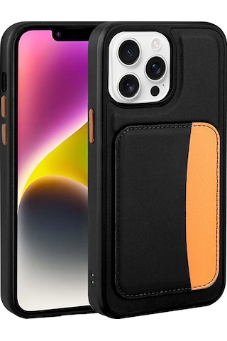 Thegencoo Apple Uyumlu iPhone 16 Pro Max Kılıf Kartlıklı Zore X-kart Silikon Kapak - Kahverengi