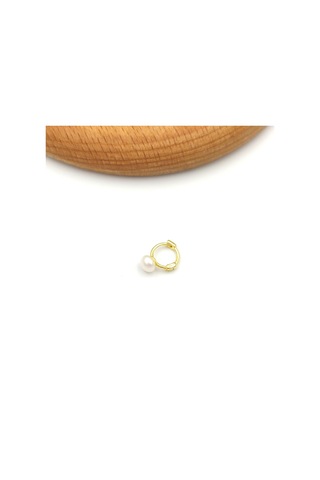 İnci Halka Gümüş Tragus Pıercıg - Rodyum Beyaz Beyaz