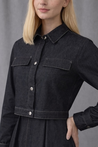 Hiramir Kadın İnce Denim Dokulu Ceketli Elbise Takım Yz2518 Siyah