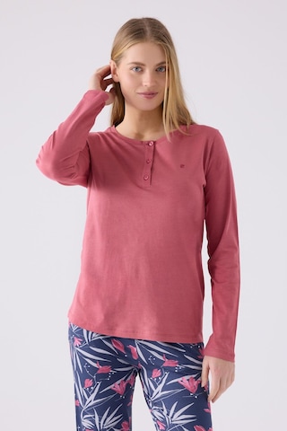 Pierre Cardin Paris 8903 Kadın Çiçek Desen Yaka Düğmeli Uzun Kol Pijama Takım Karanfil Çok Renkli