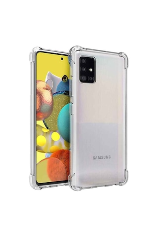 Samsung Galaxy Uyumlu A51 Shock Absorbing Darbe Emicili Şeffaf Silikon Kılıf