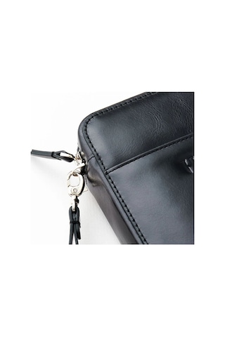 Carlye Hakiki Deri Siyah Uniseks Ön Cepli Bileklikli Fermuarlı Rfid Korumalı Çanta Siyah