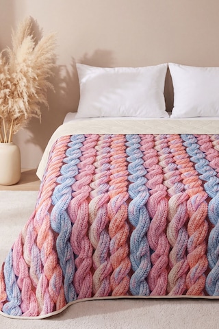 Renkli İpler 5d Çok Amaçlı Çift Kişilik Baskılı Pike & Yatak Örtüsü 200x220 Cm Çok Renkli