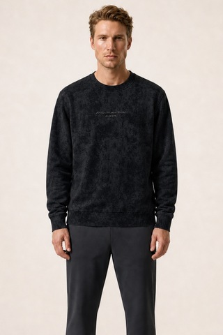 Redline Rummi Desenli Kışlık Yeni Sezon Erkek Regular Fit Sweatshirt Siyah