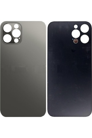 Apple Uyumlu iPhone 12 Pro Logolu Arka Pil Batarya Kapağı - Lens Hariç Siyah