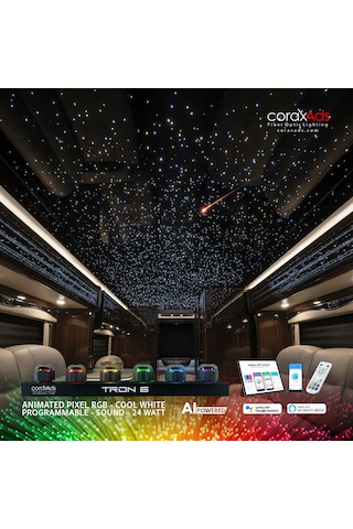 Karavan Ambiyans Aydınlatma Fiber Optik Yıldız Tavan Kiti - Kayan Yıldızlı Çok Renkli