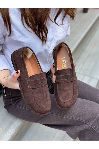 Erva'nın Butiği Kahve Süet Daria Kadın Casual Günlük Ayakkabı-6134