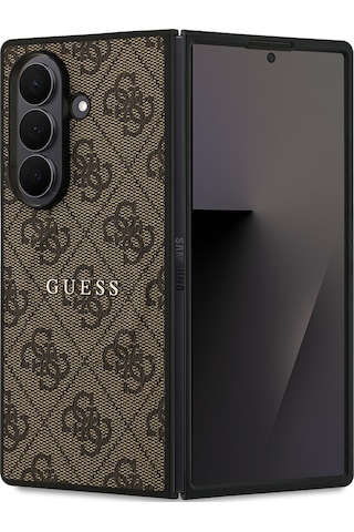 Galaxy Z Fold 7 Uyumlu Kılıf Guess Lisanslı M-safe Özellikli 4g Desen Yazı Logolu Kapak Kahverengi
