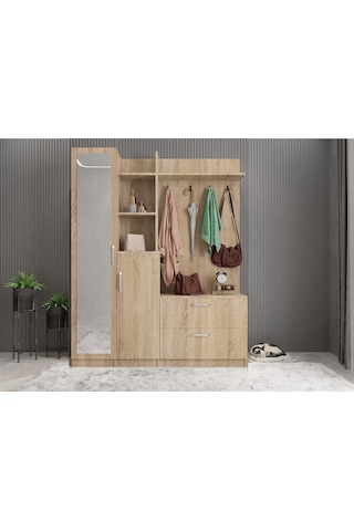 Çizgi Portmanto Vestiyer Meşe-180 cm