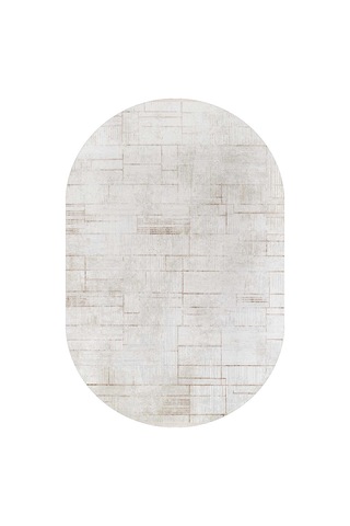 Etro Dekoratif Modern Akrilik Makine Oval Halı Et10 Bej