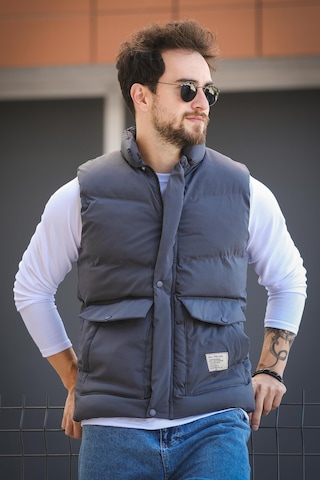 Octave Suya Dayanıklı Kapaklı Cepli Etiket Detaylı Dik Yaka Erkek Şişme Yelek Füme