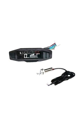 Pazly Universal Motosiklet Lcd Gösterge Paneli - Hız, Devir Ve Yakıt - Siyah