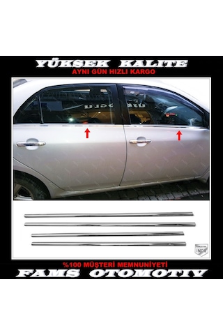 Toyota Corolla Uyumlu Krom Cam Alt Çıta 4 Kapı 4 Prç P.Çelik 2007-2013