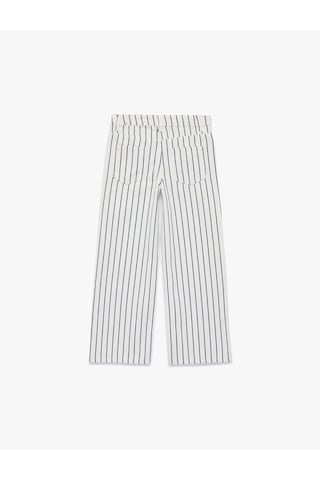 Koton Pamuklu Cepli Geniş Paça Çizgili Denim Pantolon Lacivert Çizgili 6skg40009ad 7s2