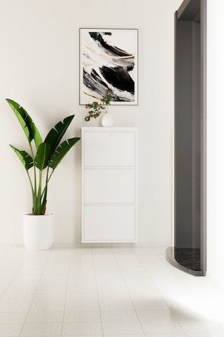 Kilitli 3 Kapaklı Metal Ayakkabılık Beyaz Beyaz