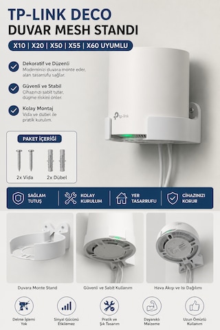 Tp-link Deco X10 X20 X50 X55 X60 Uyumlu Duvar Standı - Mesh Montaj Askı Aparatı