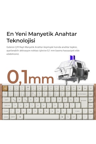 Keychron K2 He Kablosuz Manyetik Anahtar Türkçe Klavye Gateron Çift Raylı Manyetik Bulutsu Anahtarlar K2h-q1-tr