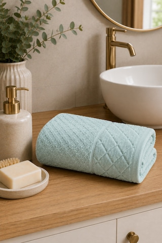 Kristal 2 Li Banyo Havlu Seti 50 90 Baş Havlusu + 90 150 Banyo Havlusu - Buz Mavisi