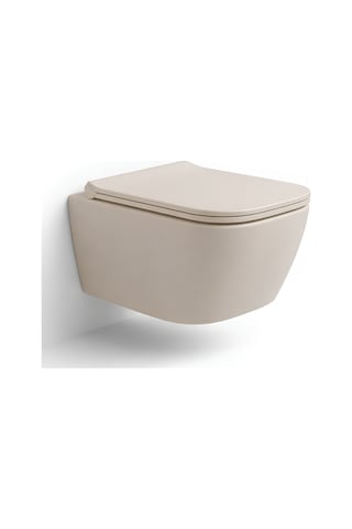 Turavit Luna Kanalsız Mat Cappucino Asma Klozet Ln5610c, Luna Mat Cappucino Duroplast Yavaş Kapak Bej
